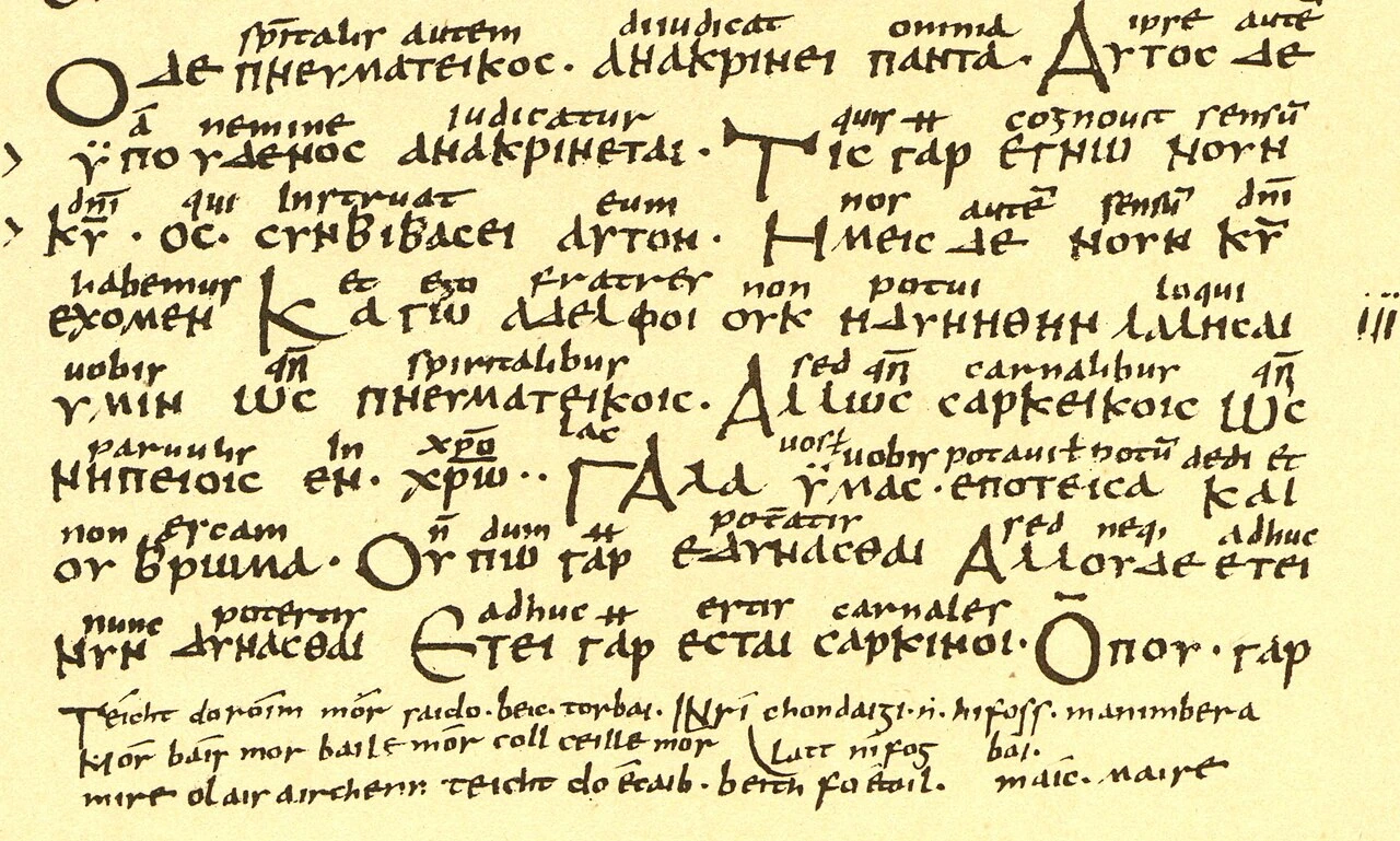 Old Irish writing in use